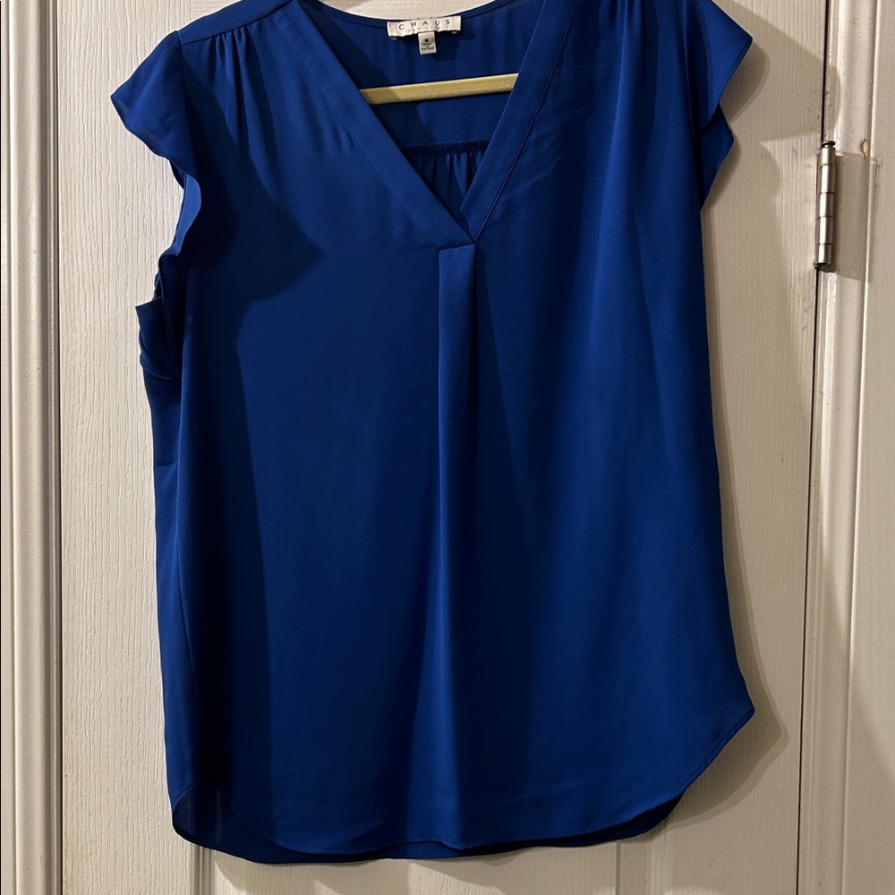 Chaus Women's Blue V-Neck Top sz M